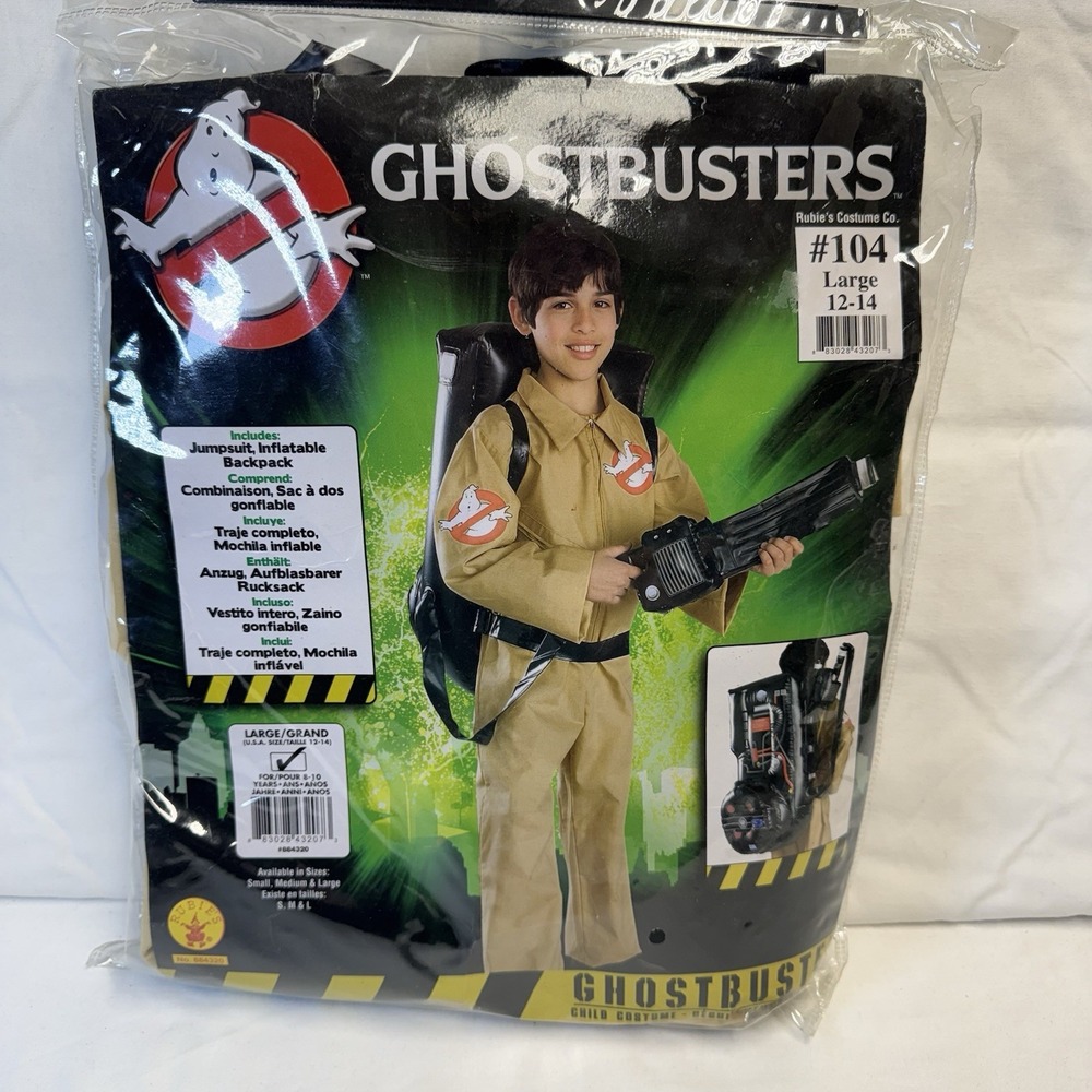 NEW Ghostbusters Costume Youth Large 12/14 Halloween Party Cos Play  6 Pc Set